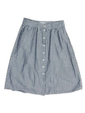 Madewell Ticking Stripe Skirt Size 12 Button Front Palisade Midi Blue White